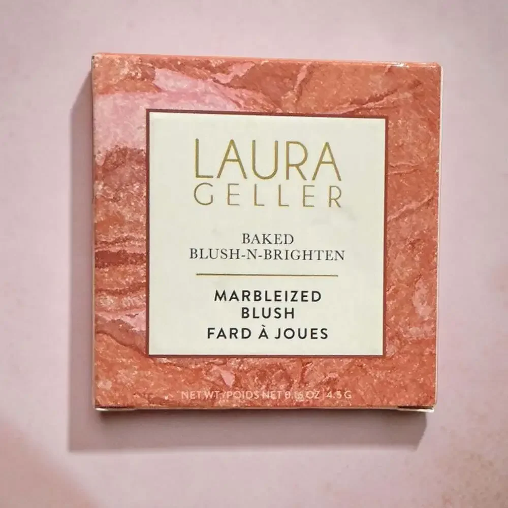 NIB Laura Geller Baked Blush-N-Brighten Marbleized Blush in Pink Grapefruit